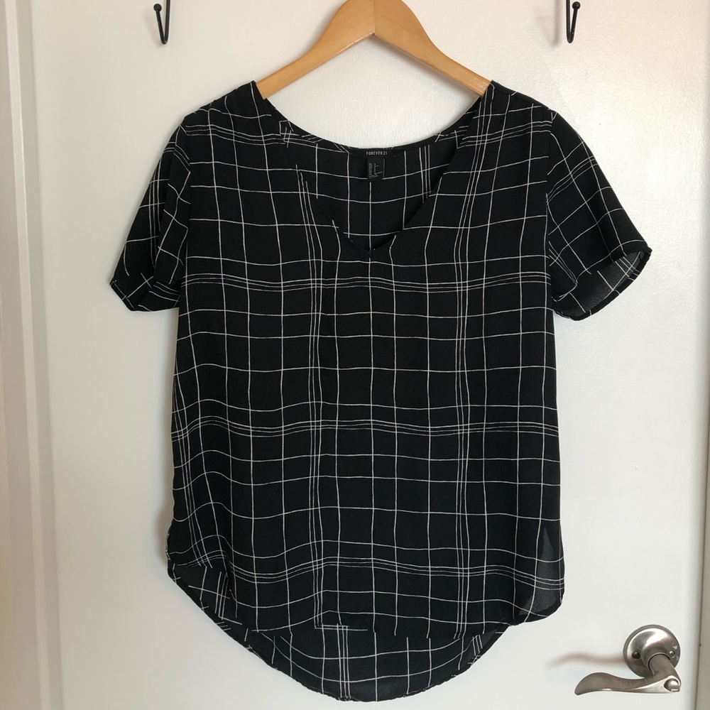 Black and white striped blouse